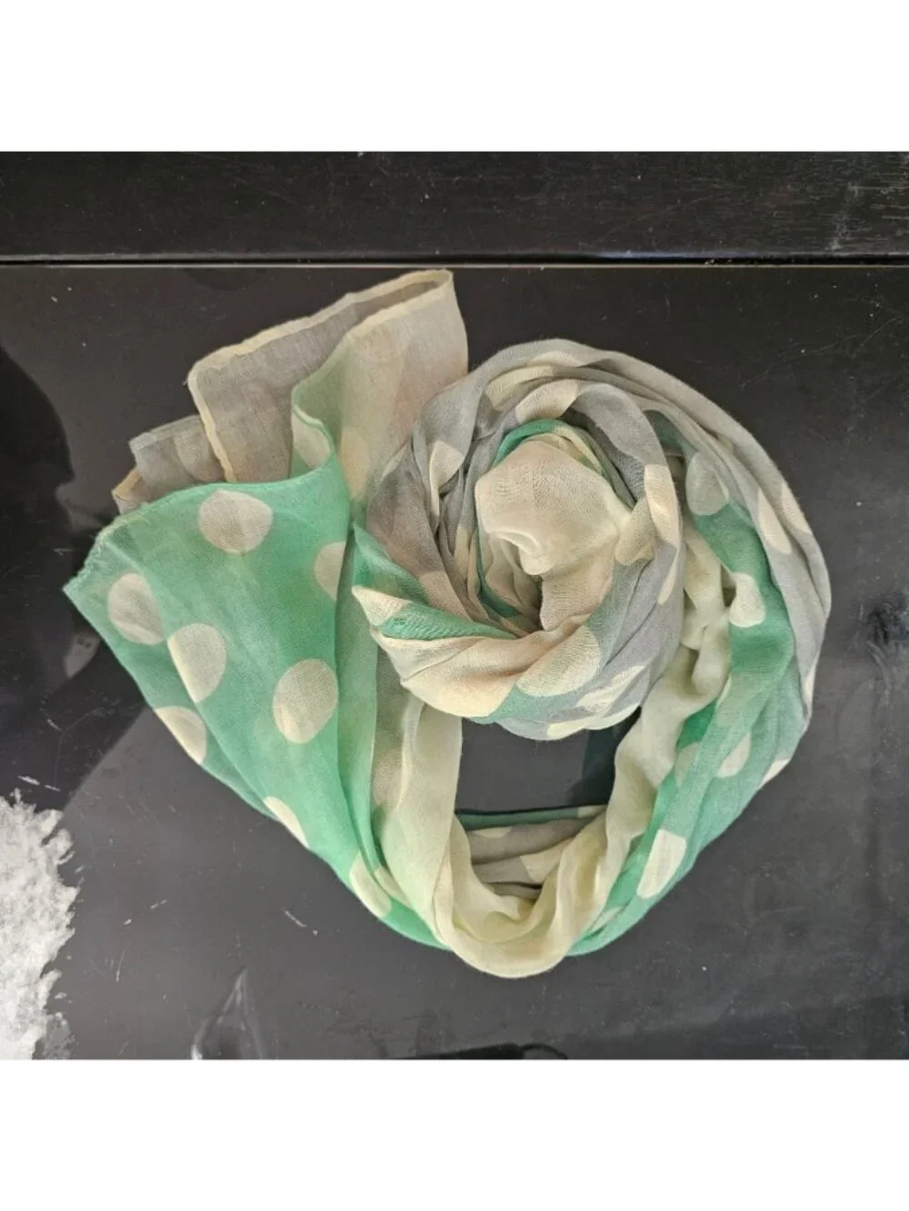 Green Ombre Polka Dot Lightweight Sheer Scarf Wrap 100% Polyester Y2K